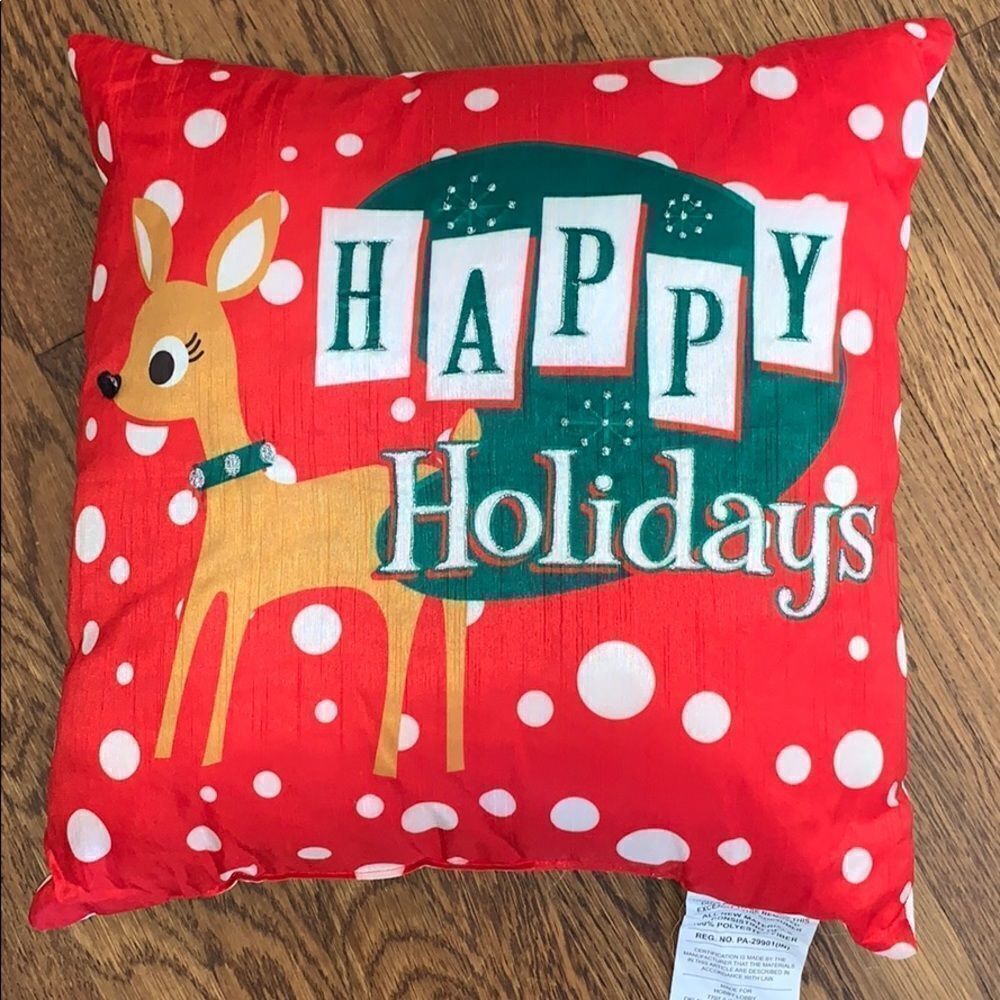 ‎Hobby Lobby Happy Holidays reindeer pillow